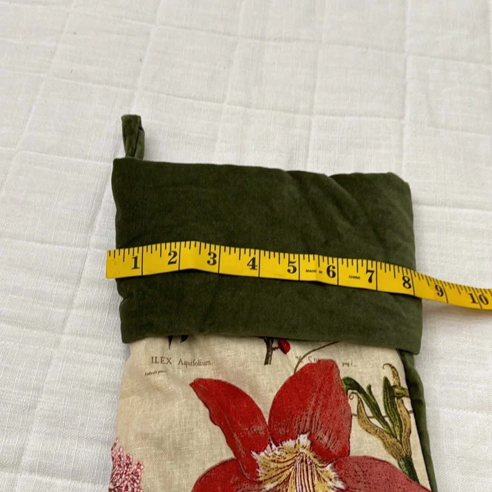 Pottery Barn 2010 Lined Poinsettia Birds Velvet Christmas Stockings - Picture 6 of 8